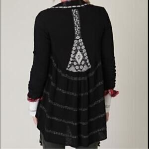 Free People Wool Knit Glitter Button Down Cardigan Sweater Size Small